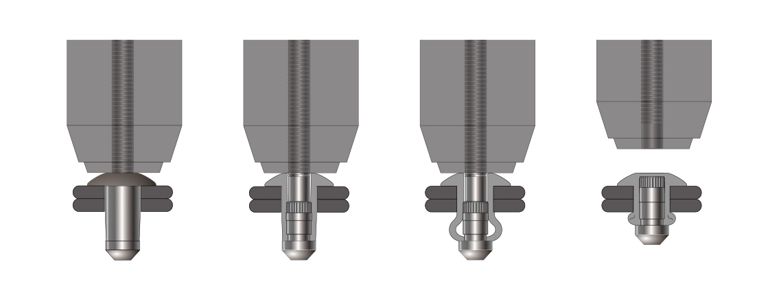 高强度海马铆钉铆接过程