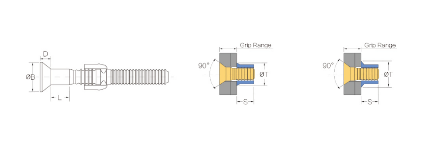 90°环槽铆钉产品结构