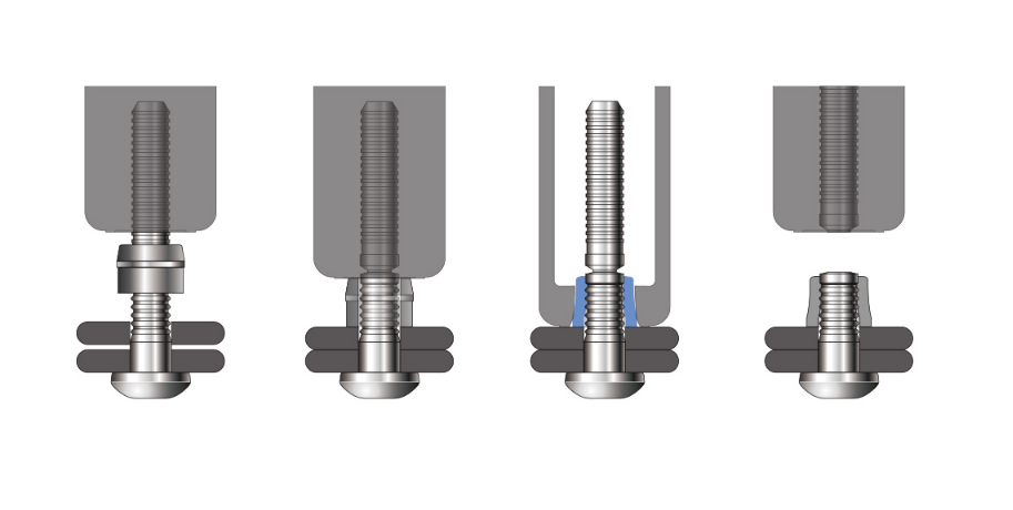 大法兰环槽铆钉铆接过程