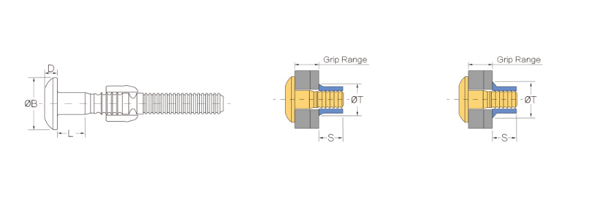 大法兰环槽铆钉产品结构