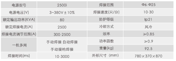 逆变拉弧式螺柱焊机技术参数