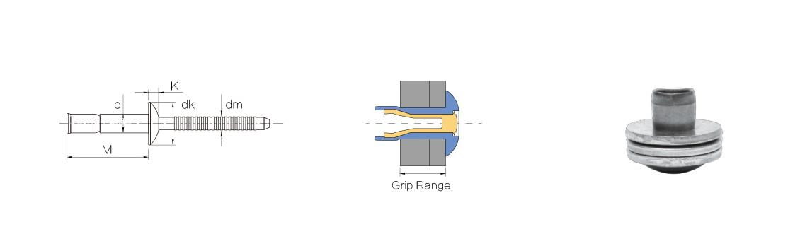 外锁口杯型拉丝铆钉产品结构