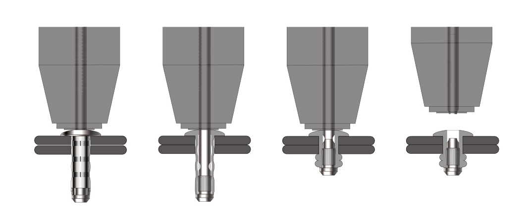 双股铆钉铆接过程