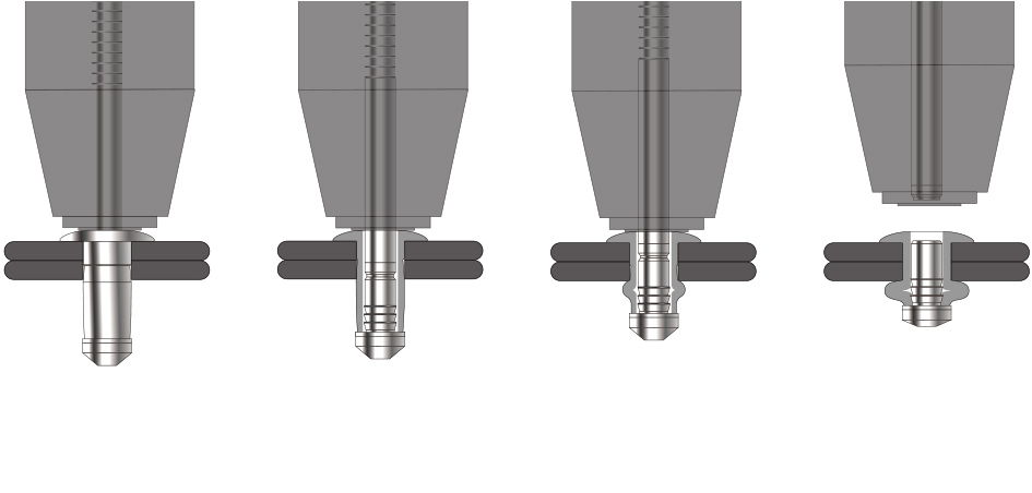 单股铆钉铆接过程